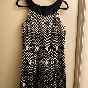 White House Black Market Black and White Geometric Pattern Dress